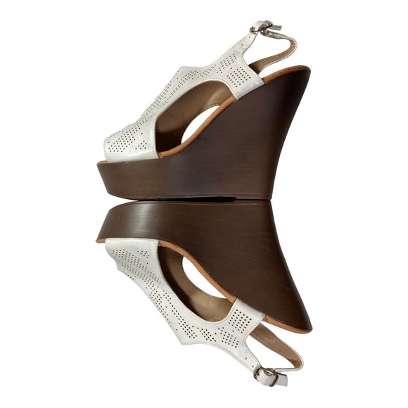 Kayleen By Los Angeles "Belliza-8" White Platform Sandals Shoes Heels Women's 10 - Picture 4 of 9